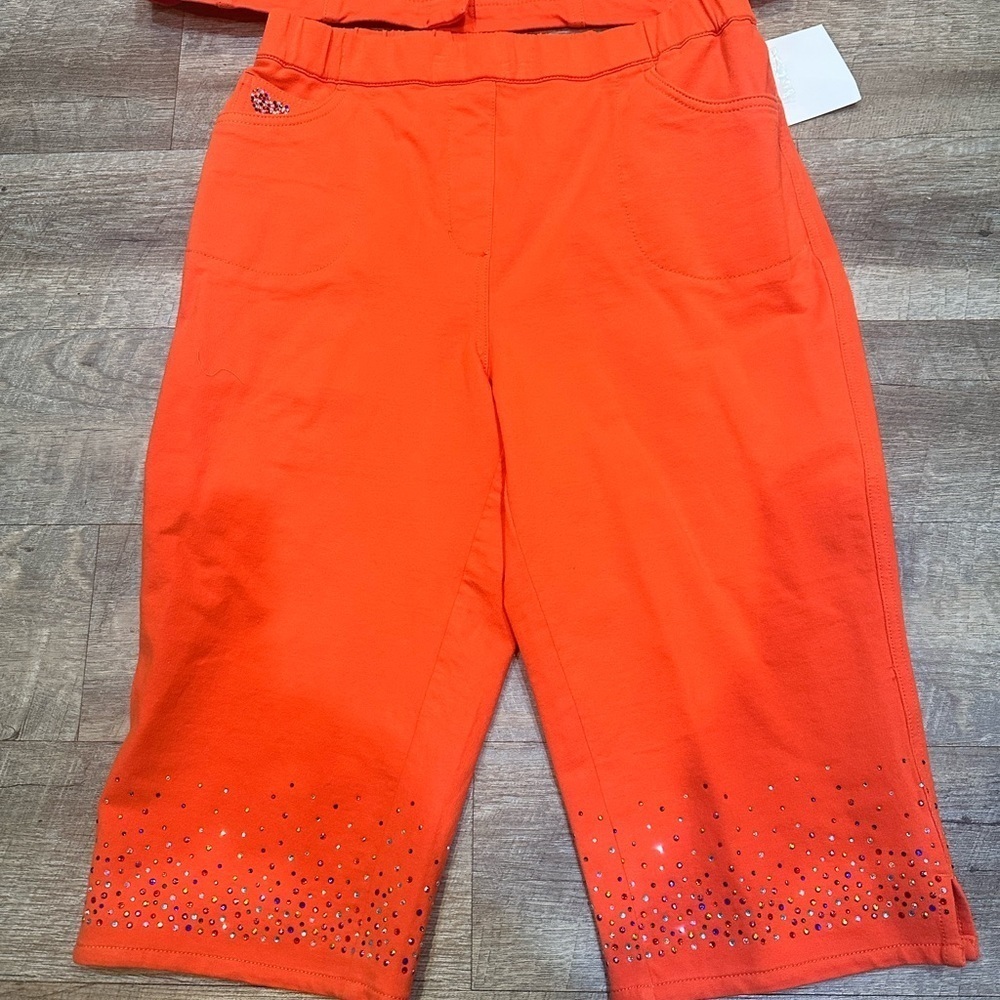 Quaker Factory Dream Jeanne’s 2 piece jacket and capri set size M/L - Picture 3 of 16